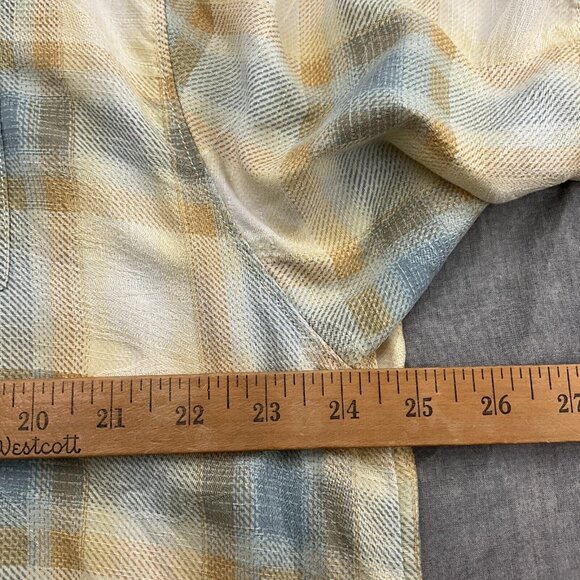 Tommy Bahama‎ Shirt Men XLarge Gray Yellow Plaid Embossed Silk Aloha Tropical - Picture 4 of 8